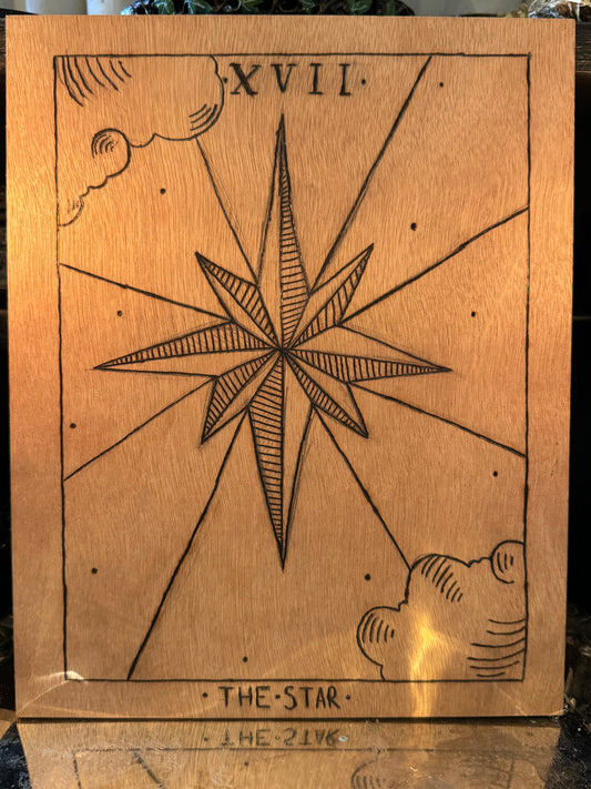 The Star - Wood Burned Tarot Card