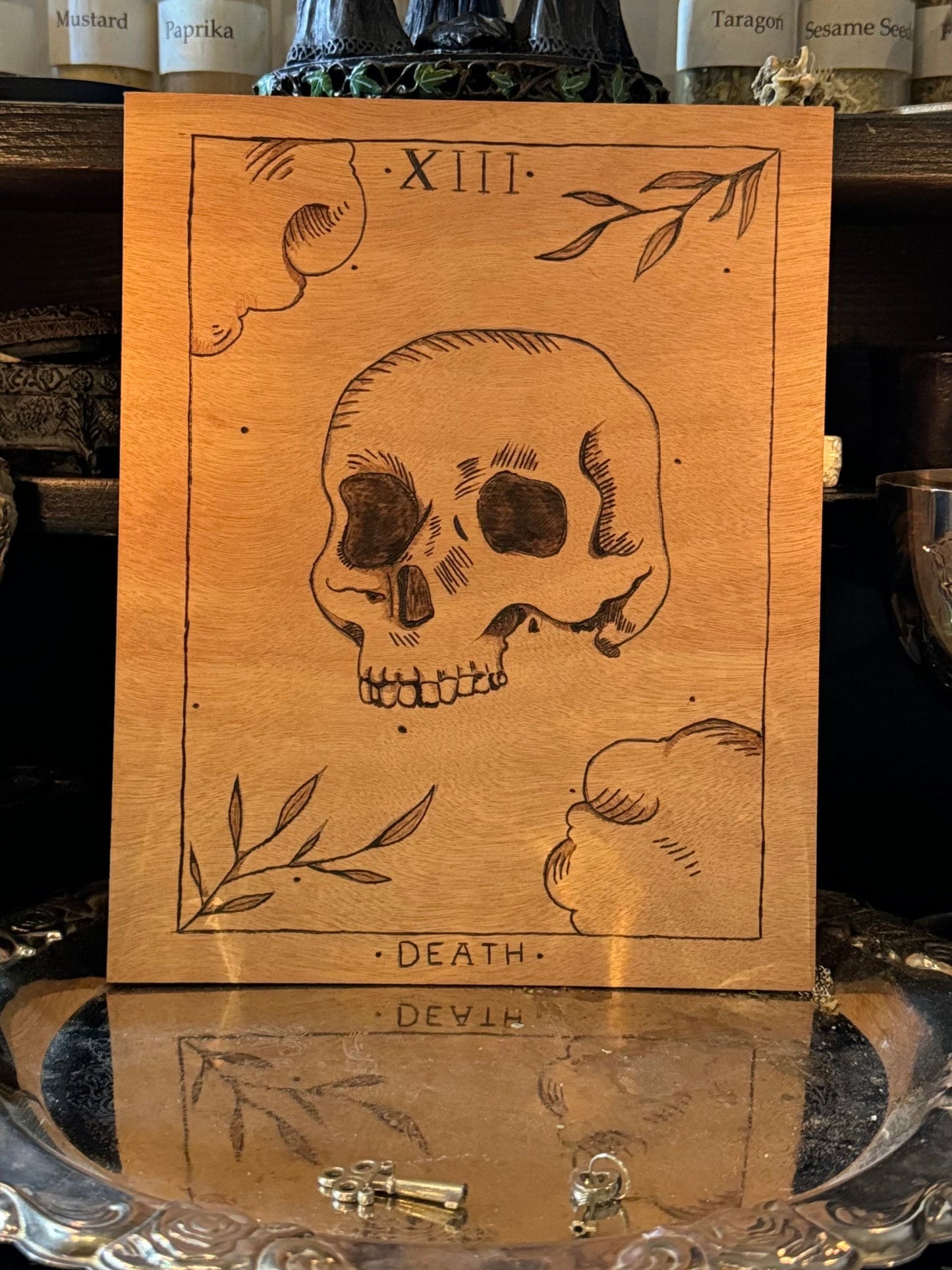 Death - Wood Burned Tarot Card